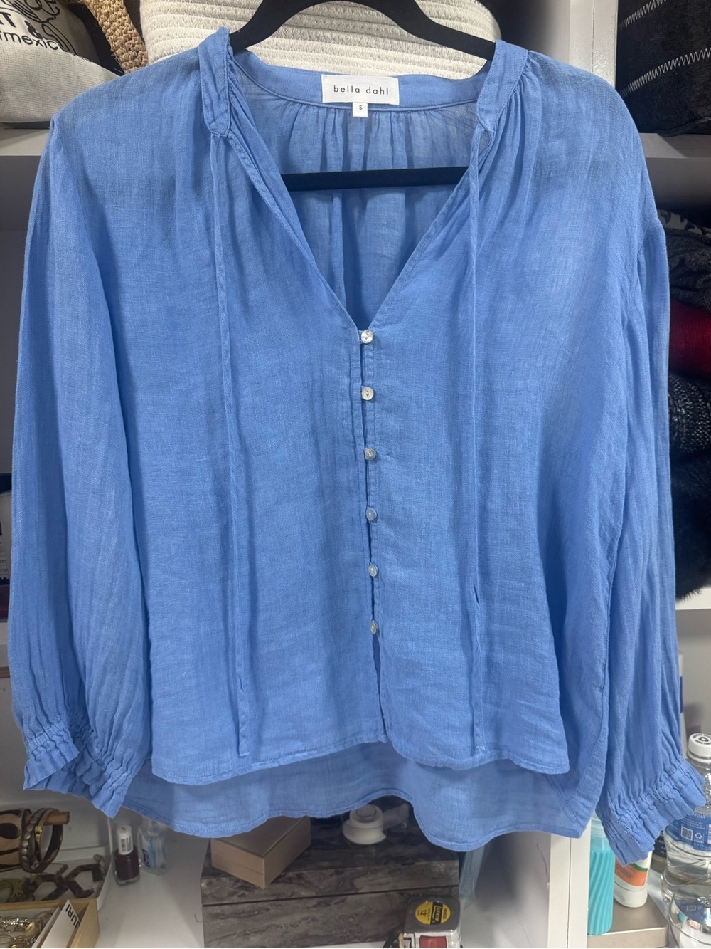 🌿 Bella Dahl 100% Linen Blouse | Size Small | Sky Blue 🌿 - Picture 3 of 8